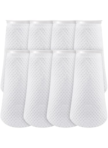 Khazna Filter Socks, 8 Pcs 4 Inch 3D Honeycomb Design Saltwater Filter Socks, 4 Inch Ring by 11.8 Inch Long Saltwater Aquarium Filter Sock, 150&mu;m Aquarium Sump Filter Bags