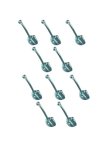 Robustline Multipurpose Wall Mounted Double Hat and Coat Hooks for Clothes, Coats, Hats, Belts, Towels (CS-257) (10, Chrome Plated)