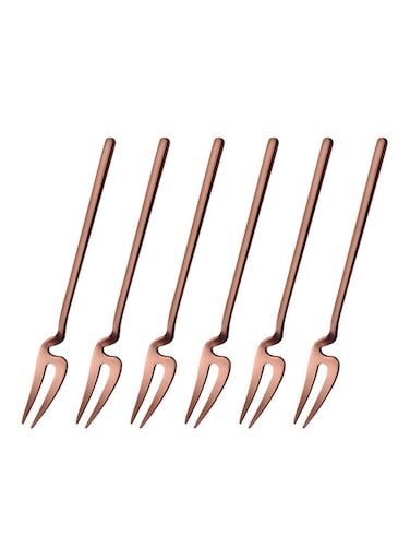 Mirror Polishing Stainless Steel Fruit Fork Set Rose Gold 14.3cm
