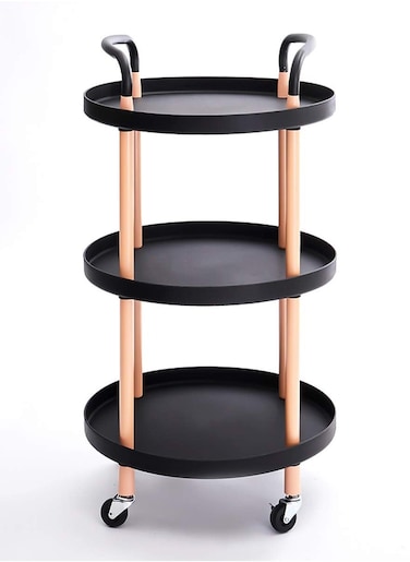 3 Tier Round Rolling Cart Utility Organizer Rolling Cart Multi-Function Storage Trolley