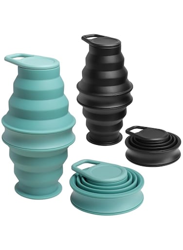 Collapsible Water Bottles, Lightweight portable water bottle, 17 Oz Leak Proof Reuseable Foldable Silicone Bottle with Anti-Collapse Ring for Travel Camping Hiking Outdoor Indoor Sport, BPA Free
