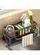 Kitchen Sink Caddy Sponge Holder with Dishcloth Drying Rack Kitchen Rag Stand Sponge Brush Soap Dish Dishcloth Rack Sink Storage Organizer for Kitchen Countertop Grey.