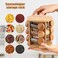 Spice Wooden Rack Organizer with Glass Jars & Bamboo Lid - 12 Jar 360° Rotating, Compact and Durable Kitchen Storage Solutions, 12 Jar Spice Cruet Set, Kitchen Counter Top Organizer. (12)