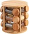 Spice Wooden Rack Organizer with Glass Jars & Bamboo Lid - 12 Jar 360° Rotating, Compact and Durable Kitchen Storage Solutions, 12 Jar Spice Cruet Set, Kitchen Counter Top Organizer. (12)