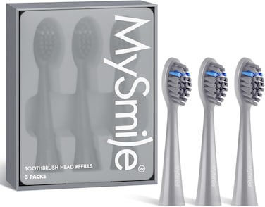 MySmile DY156 Electric Toothbrush Replacement Heads, Compatible for MySmile DY156 Sonic Toothbrush, 3 Packs (Gray)