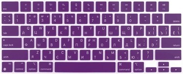 US Layout Russian Language Silicone Keyboard Cover for MacBook Air 13.6" &amp;15" M2/M3 A2681/A3113,M2/M3 A2941/A3114, 2023-2021 MacBook Pro 14" &amp; 16" A2918/A2992/A2442/A2779/A2991/A2485/A2780, Purple