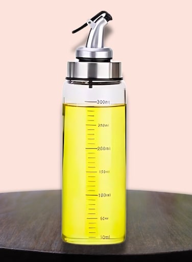 ML Glass Oil Dispenser Bottle with Measurement Scale, Leak-Proof Stainless Steel Nozzle, Cooking Oil and Vinegar Pourer, Durable Kitchen Oil Container, Easy Pour Bottle for Home and Professional Use, Transparent Design for Accurate Liquid Storage and Pouring