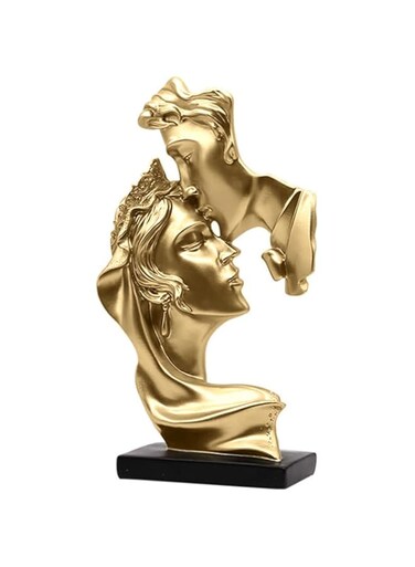 YARDHOBI Couples Kiss Sculpture, Abstract Art Couple Sculpture, Home Furnishing Resin Statue Decoration, Romantic Statue Used for Home Decoration, Wedding, Gift, Resin Ornament (Gold)