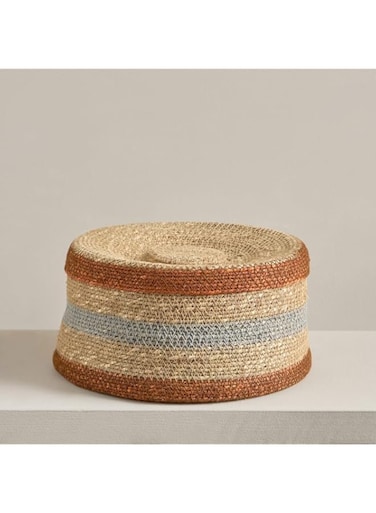 Home Box Noir Sea Grass Basket with Lid - 27x27x18 cm