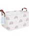 LANGYASHAN Rectangular Storage Bin Collapse Canvas Fabric Cartoon Storage Basket with Handles for Organizing Home Kitchen Boys and Girls Toys Office Closet Shelf Baskets(Rec Cloud Rainbow)