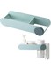 NeoStyle Bathroom Organizer Wall Mount Plastic Hair Dryer Holder Hanging Shower Rack Stand Shelves Storage Organizer Rail,Hands Free Hair Dryer Stand, for Bathroom Washroom Toilet, Gray (Green)