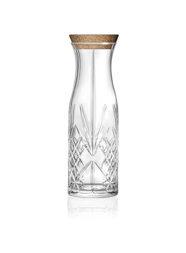 Barski Glass - Carafe with Cork Stopper - Pitcher For Water - Juice - Punch - Lemonade - Or for Wine - Designed Pitcher with Stopper - 39Oz. - 10.6" Height - - Made in Europe