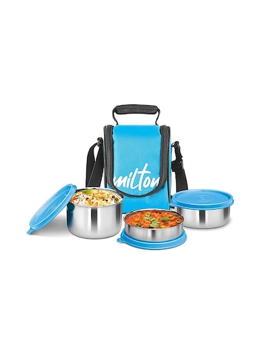 4-Piece Lunch Box Set with Insulated Bag - Includes Stainless Steel Containers (500ml, 320ml, 200ml), Keeps Food Hot, Ideal for School Kids &amp; Office Tiffin - Tasty Lunch