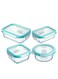 Tycom Glass Meal Prep Containers (4 pcs Mixed) - Glass Food Storage Containers with Lids, Glass Lunch Box, Portion Control, Airtight, Glass Bento Box Lunch Containers- 4P