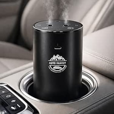 AUTO FAMILY Waterless Oil Diffuser for Car, Waterless Diffusers for Essential Oils with Timer &amp; No Leakage Tech, Cordless Aromatherapy Essential Oil Diffuser Battery Operated for Car (SL - Silver)