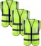 AUTO FAMILY High Visibility Safety Vests with Reflective Strips XXL&ndash; ANSI Compliant Workwear for Construction, Cycling &amp; Roadside Assistance (Green - 3Pcs)