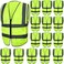 AUTO FAMILY High Visibility Safety Vests with Reflective Strips XXL&ndash; ANSI Compliant Workwear for Construction, Cycling &amp; Roadside Assistance (Green - 15PCs)