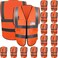 AUTO FAMILY High Visibility Safety Vests with Reflective Strips XXL&ndash; ANSI Compliant Workwear for Construction, Cycling &amp; Roadside Assistance (Orange - 15PCs)