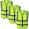 AUTO FAMILY High Visibility Safety Vests with Reflective Strips XXL&ndash; ANSI Compliant Workwear for Construction, Cycling &amp; Roadside Assistance (Net - Green - 3Pcs)