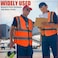 AUTO FAMILY High Visibility Safety Vests with Reflective Strips XXL&ndash; ANSI Compliant Workwear for Construction, Cycling &amp; Roadside Assistance (Net - Orange- 3Pcs)