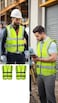 AUTO FAMILY High Visibility Safety Vests with Reflective Strips XXL&ndash; ANSI Compliant Workwear for Construction, Cycling &amp; Roadside Assistance (Net - Green - 15Pcs)