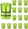 AUTO FAMILY High Visibility Safety Vests with Reflective Strips XXL&ndash; ANSI Compliant Workwear for Construction, Cycling &amp; Roadside Assistance (Net - Green - 15Pcs)
