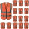 AUTO FAMILY High Visibility Safety Vests with Reflective Strips XXL&ndash; ANSI Compliant Workwear for Construction, Cycling &amp; Roadside Assistance (Net - Orange- 15Pcs)