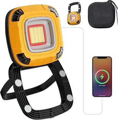 AUTO FAMILY Ultra-Bright Rechargeable LED Flashlight &ndash; Compact, Waterproof &amp; USB Powered Torch with Hook for Camping, Hiking, and Emergency Use (Square Big)