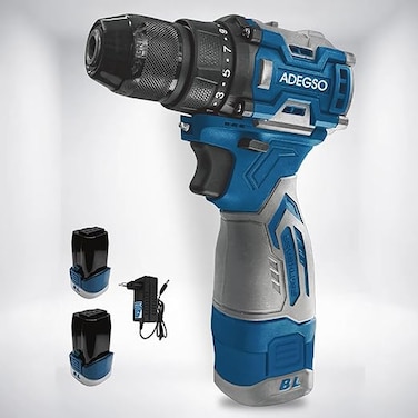 Auto Family 18V Lithium-Ion Power, 1800 RPM, 55Nm High Torque Output, 0.8-10mm Chuck Capacity Brushless Cordless Drill Set, Double Battery Power Kit with Charger, Rechargeable Hand Drill
