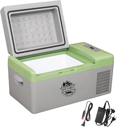 AUTO FAMILY Electric Car Refrigerator, Cooler Box 16.4L &ndash; 12V/24V Portable Cooler &amp; Freezer for Outdoor Adventures (16.4L)