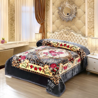 STARLIFE 2 Ply Raschel Premium Quality Blanket 220CM &times; 240CM 11 LBS, 100% SPUN YARN Virgin Polyester Materials, SL-BL5512