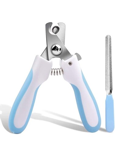 Nyganmelloz Cat Nail Clipper with Safety Guard Pet Nail Clipper and Claw Trimmer to Avoid Over-Cutting Stainless Steel for Cats Dogs,Pet Grooming Scissor Tool with Nail File blue