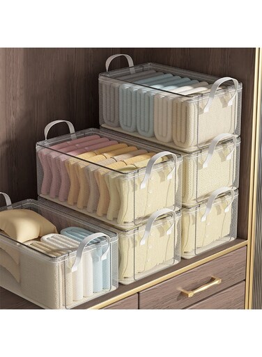 Clothes Storage Box, Stackable Wardrobe Clothes Organizer, Foldable Closet Storage Basket, Drawer Storage Organizer for Clothing, T-Shirt, Jeans, Sweaters, Toys &amp; Books