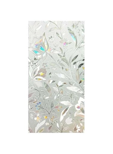 Window Privacy Film,23.6 x 78.7 inch No Glue Static Cling Window Sticker,3D Static Decoration Privacy Window Films,Self Adhesive Window Films,Flower Pattern Glass Sticker for Home Kitchen Office