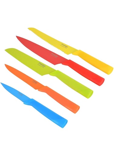 Prestige Flush 6 Pieces Knife Block Set, Multicolour