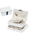 Excefore Travel Jewelry Organizer, Pu Leather Portable Jewelry Case for Women Girls, Small Double Layer Travel Jewelry Box for Stud Earrings, Rings, Necklaces, Bracelets, White