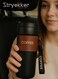 Stylish Black Coffee Mug with Luxurious Leather Wrap