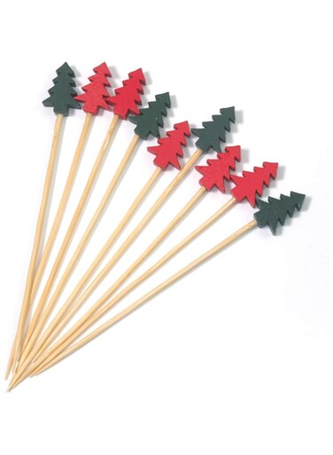 PuTwo 100 Counts 4.7 Inch Toothpicks for Appetizer, for Cocktail Party, Drink Picks with Trees, Decorative Skewers Party Picks