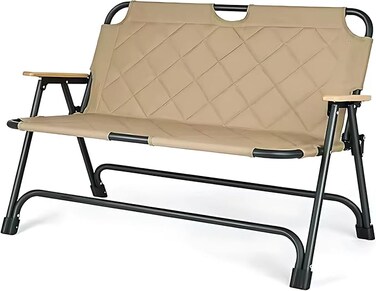 AUTO FAMILY Foldable Outdoor Camping Chair Beige&ndash; 2 seater Chair Outdoor, portable camping chair, camping chair 2 person