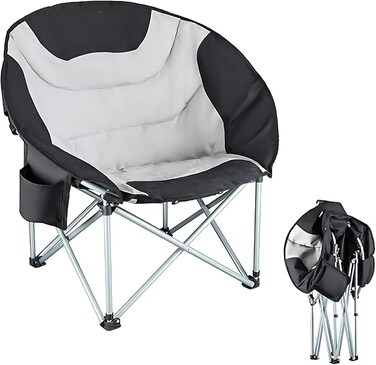 AUTO FAMILY Foldable Moon Camping Chair &ndash; Portable Lounge Chair with Cup Holder, Folding Chair Outdoor