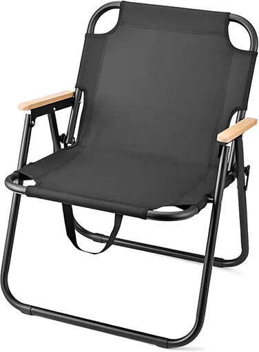 AUTO FAMILY Portable Durable Folding Camping Chair Black, Lightweight Folding Chair for Outdoor Enthusiasts, Folding Chair for Every Adventure, Folding Camping Chair for Travel and Leisure (Black)
