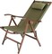 AUTO FAMILY Luxury Reclining Folding Camping Chair Green, Reclining Camping Chair, Foldable Outdoor Chair, Wooden Frame Lounge Chair (Green)