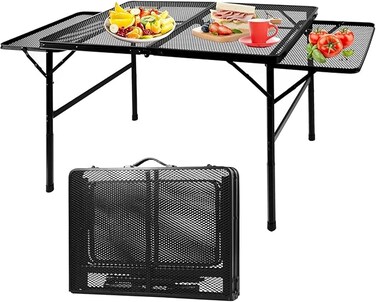 AUTO FAMILY Folding Camping Table, Portable Lightweight Grill Table for Outdoor, Folding Table, Portable Outdoor Table, picnic table metal