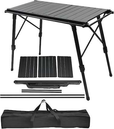 AUTO FAMILY Portable Folding Camping Table, Portable Lightweight Grill Table for Outdoor, Folding Table, Outdoor Table, picnic table metal, Aluminum Roll-Up Table