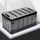 AUTO FAMILY Outdoor Camping Plastic Storage Box 60L Grey, Foldable Plastic Storage Box with Lids, Storage Containers Stackable Plastic Bins For Home, Outdoor Storage Bin (Grey - 60L)