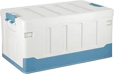 AUTO FAMILY Outdoor Camping Plastic Storage Box 60L Blue, Foldable Plastic Storage Box with Lids, Storage Containers Stackable Plastic Bins For Home, Outdoor Storage Bin
