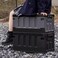 AUTO FAMILY Outdoor Camping Plastic Storage Box 35L, Foldable Plastic Storage Box with Lids, Storage Containers Stackable Plastic Bins For Home, Outdoor Storage Bin (Grey - 35L)