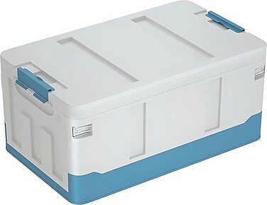 AUTO FAMILY Outdoor Camping Plastic Storage Box 35L, Foldable Plastic Storage Box with Lids, Storage Containers Stackable Plastic Bins For Home, Outdoor Storage Bin