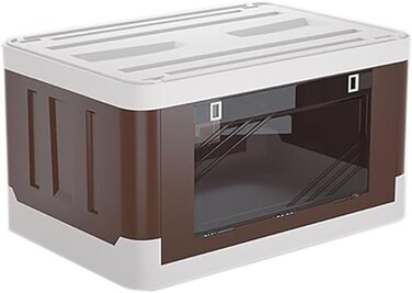 AUTO FAMILY Outdoor Camping Storage Box 50L, Foldable Plastic Storage Box with Lids, Storage Containers Stackable Plastic Bins For Home (Brown)