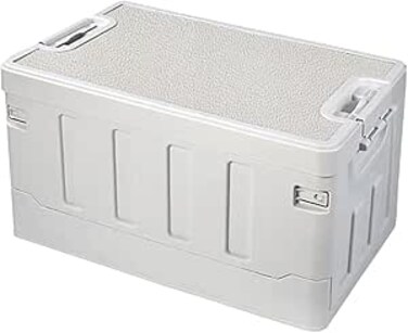 AUTO FAMILY Outdoor Camping Storage Box, Collapsible Foldable Plastic Storage Box with Lids, Storage Containers Stackable Plastic Bins For Home (60L)